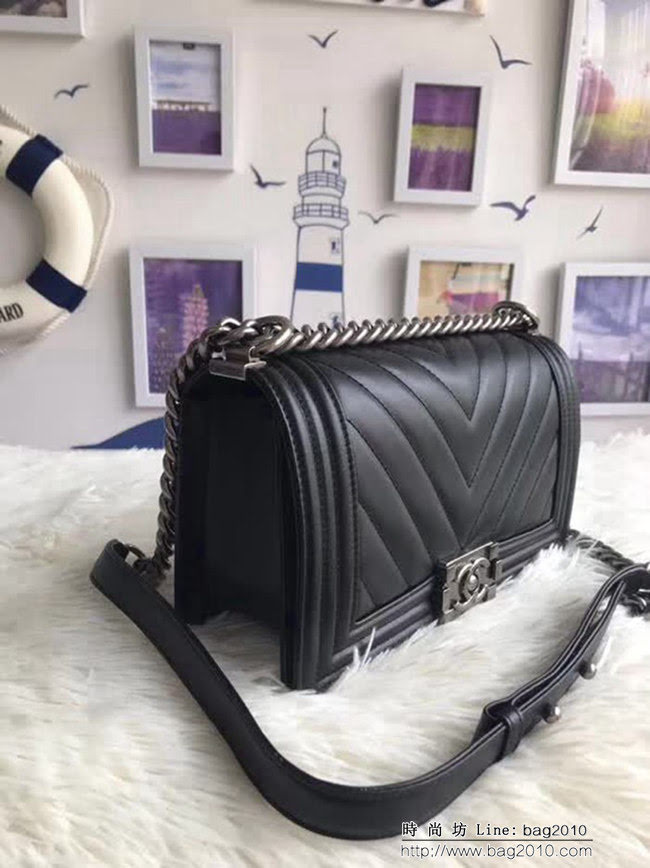 香奈兒CHANEL 67086大v格經典Le Boy專櫃品質 單肩斜挎鏈條包 DSC1274